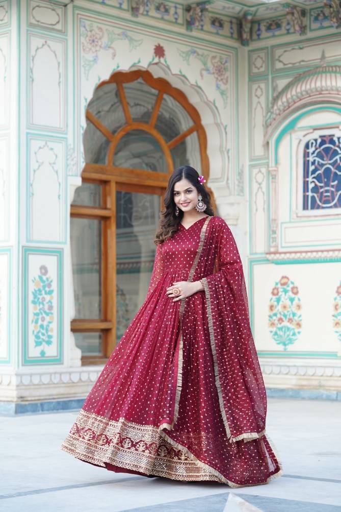 KA 1088 Heavy Embroidery Wedding Wear Gown With Dupatta Wholesale Price In Surat
